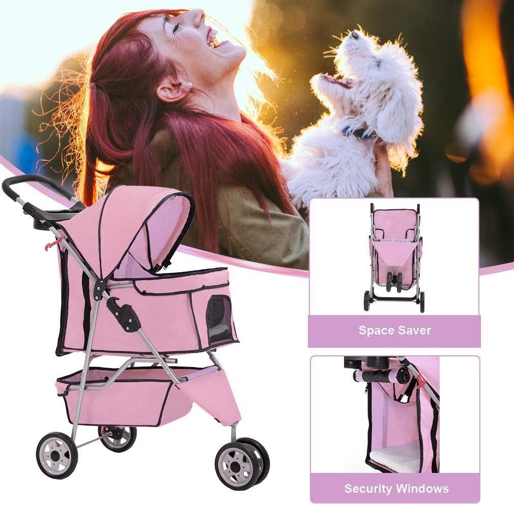 FDW 3 Wheels Pet Stroller Dog Cat Cage Jogger Stroller for Medium Small Dogs Cats Travel Folding Carrier Waterproof Puppy Stroller