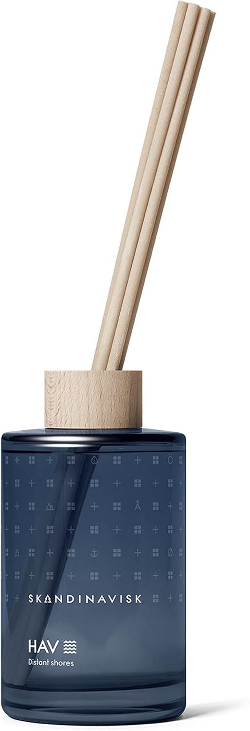 HAV Blue Glass Reed Diffuser with Beechwood Ring