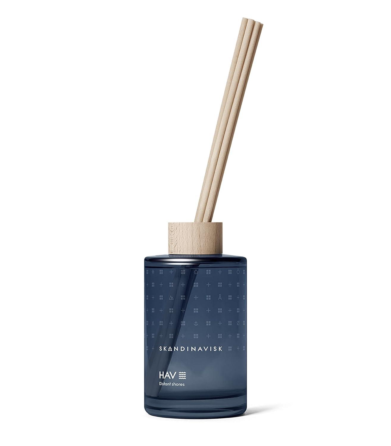 HAV Blue Glass Reed Diffuser with Beechwood Ring