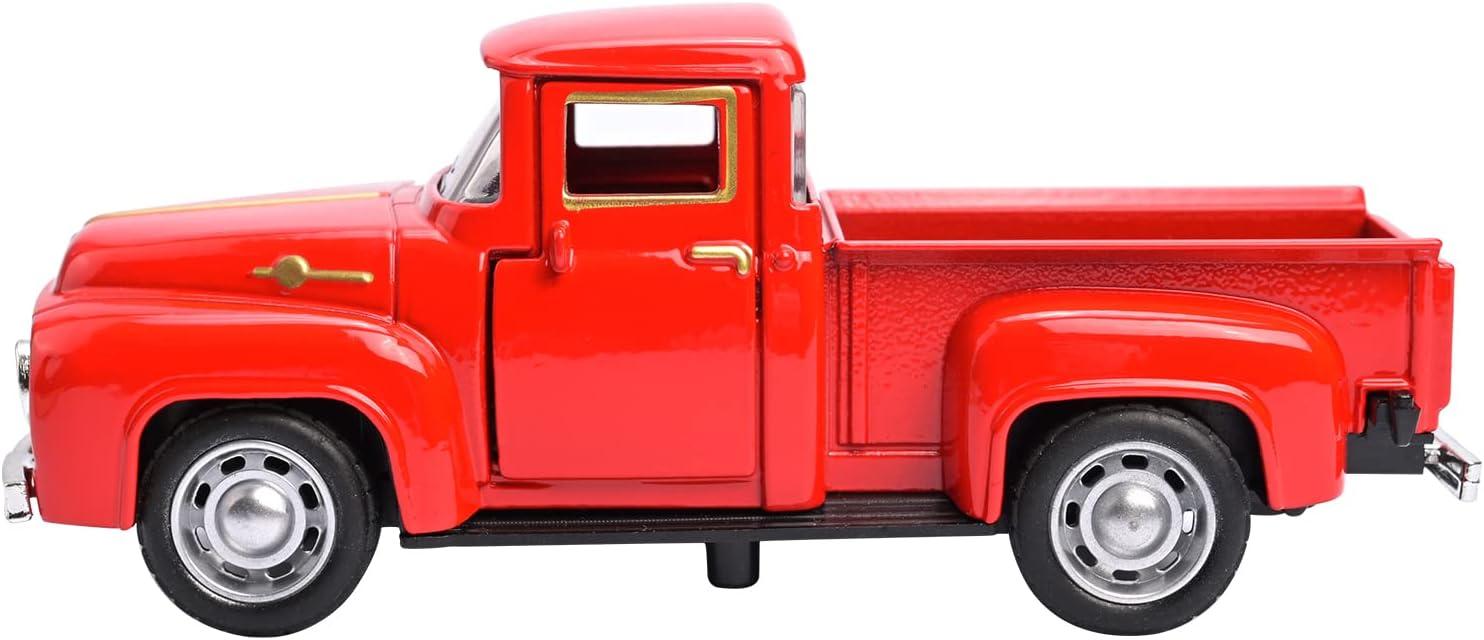 Vintage Truck Decor,Pickup Metal Vehicle for Farmhouse Mini Truck Adornment Home/Table/Desk Xmas Ornaments Festivals Truck with Movable Wheels Valentine's Day Decor Christmas/Birthday Gifts for Kids