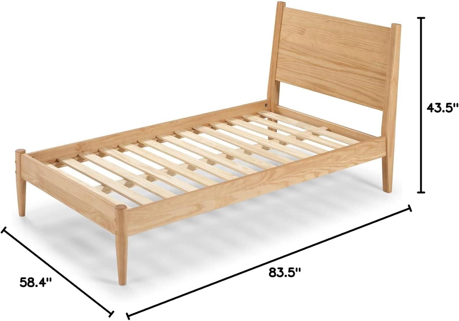 Camaflexi Mid-Century Solid Wood Full Panel Bed in Scandinavian Oak 100% Solid Wood