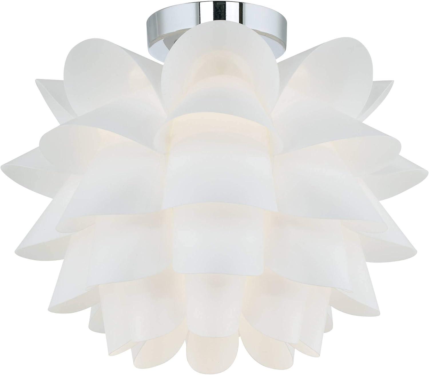 Possini Euro Design Modern Ceiling Light Semi Flush Mount Fixture 15 3/4" Wide White Flower for Bedroom Kitchen Living Room Hallway Bathroom House