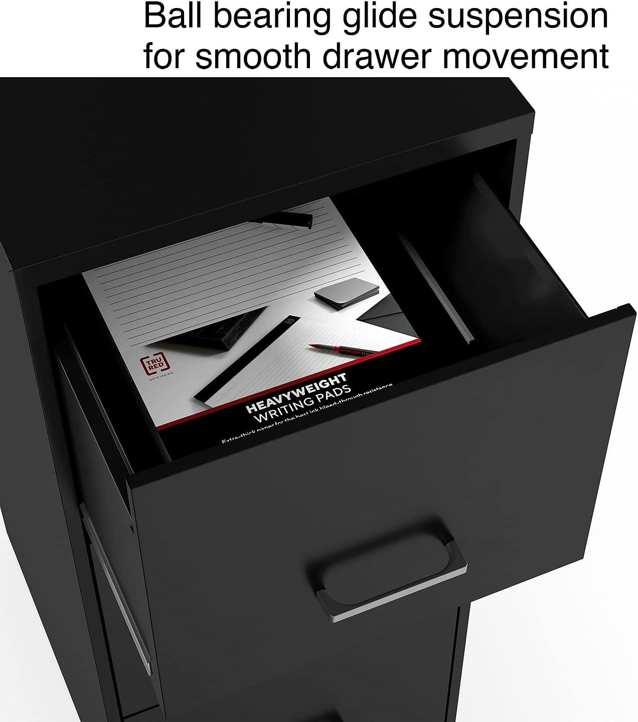 Staples 2806770 3-Drawer Vertical File Cabinet Locking Letter Black 18-Inch D (52151)