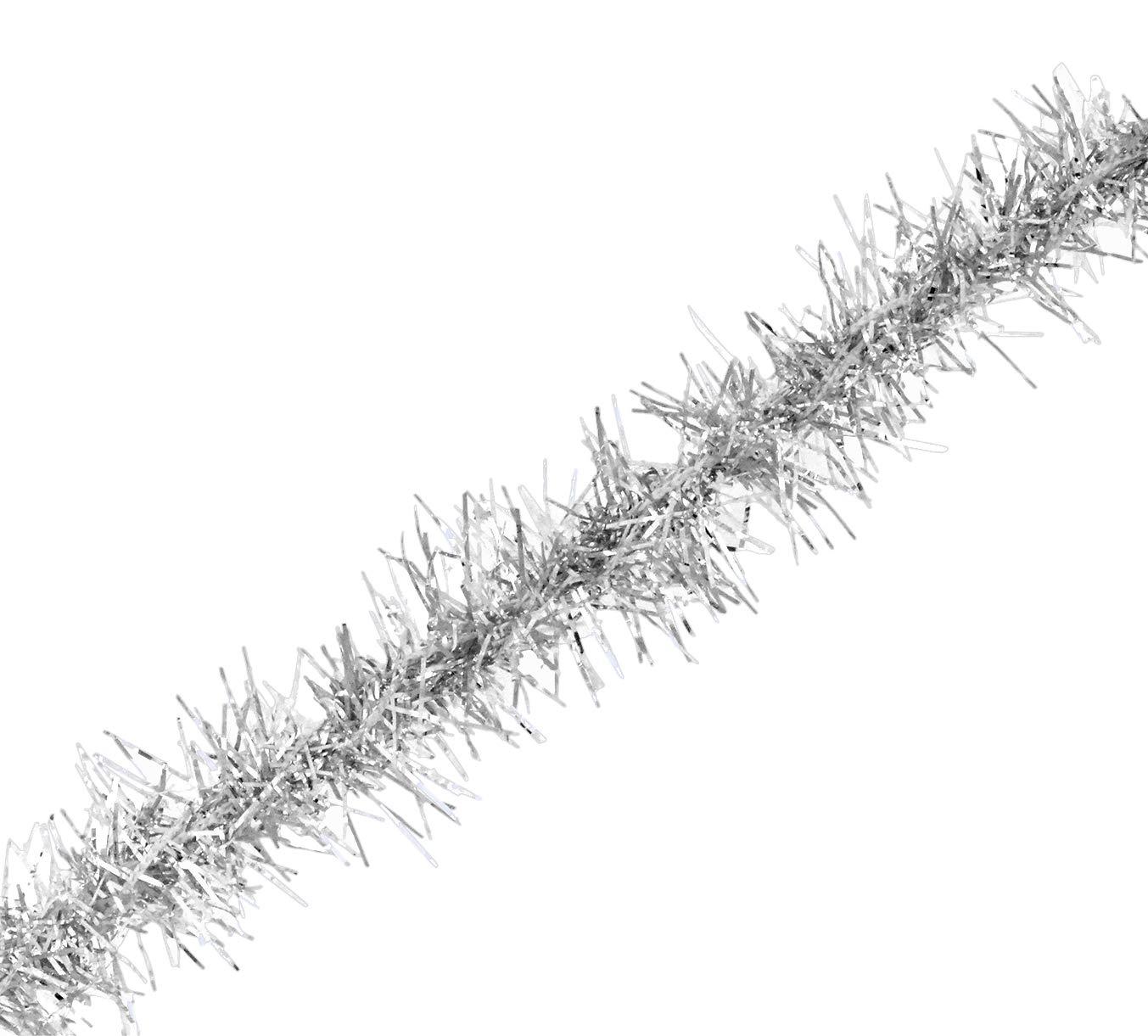 Mandala Crafts Tinsel Garland Décor - Thin Tinsel Ribbon - Metallic Mini Garland with Wire for Christmas Tree Decoration Wedding Birthday Party Supplies Silver 0.75 Inch 10 Yards