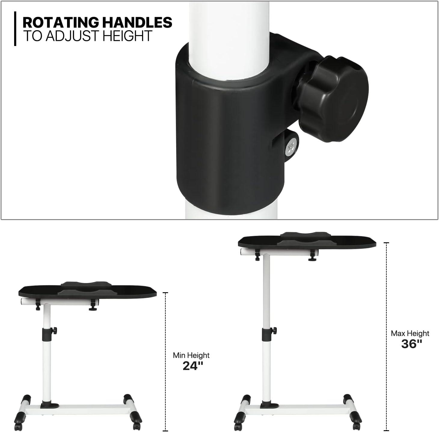 MoNiBloom Mobile Computer Desk, Adjustable Height Standing Table, Laptop Desk Rolling Sit-Stand with Wheels