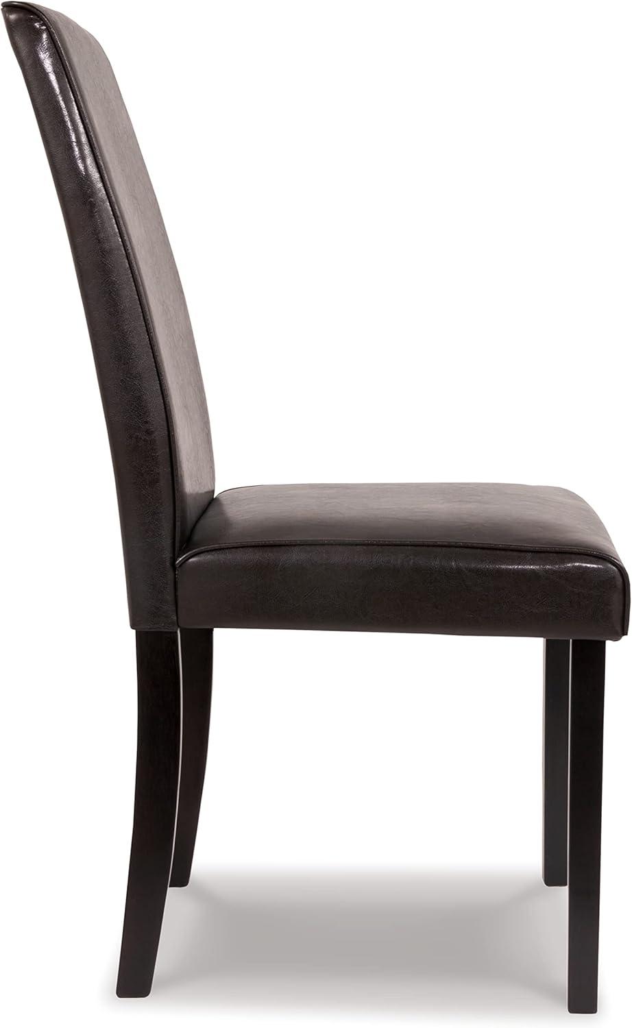 High Back Dark Brown Faux Leather Parsons Side Chair