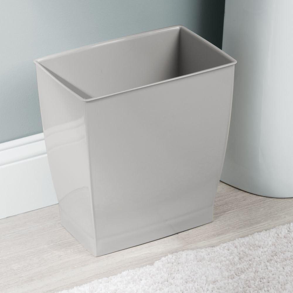 iDesign Mono White Plastic Rectangular Wastebasket