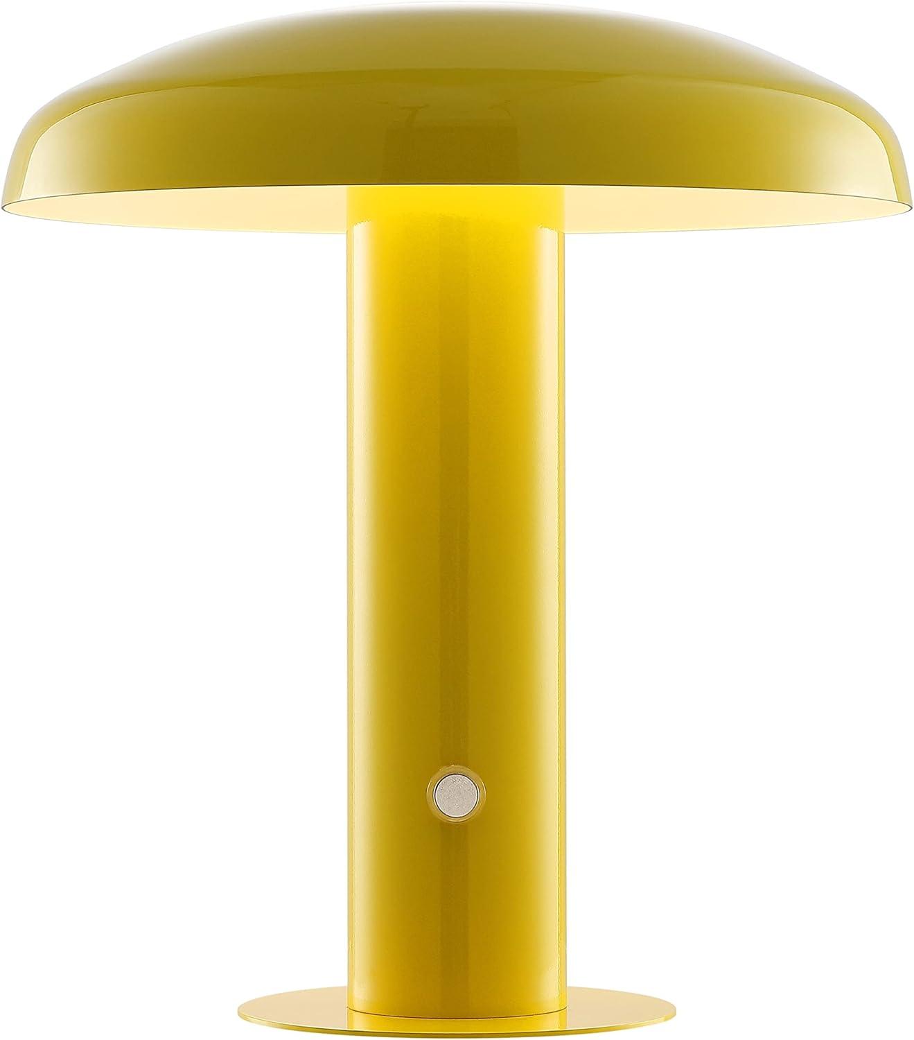 Suillius 11" Satin Yellow Cordless Metal Dome Table Lamp