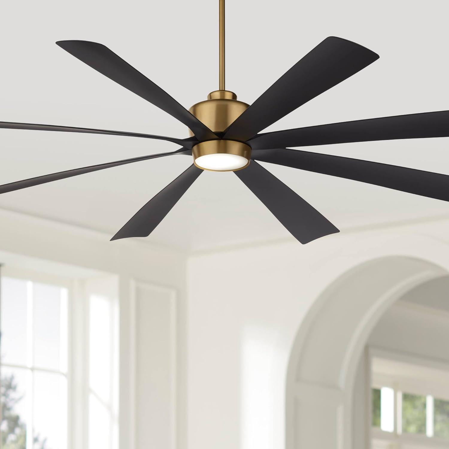 72'' Antique Brass and Black 8-Blade LED Ceiling Fan with Remote