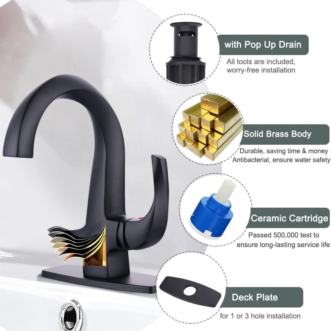 Single-Hole Single-handle Bathroom Faucet with Drain Assembly