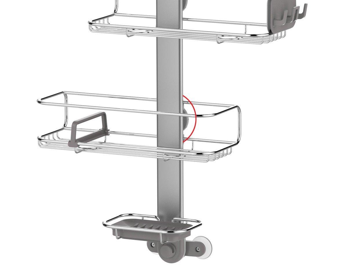 Simplehuman Medium Adjustable Shower Caddy, Stainless Steel/Anodized Aluminum Rust-Proof Frame