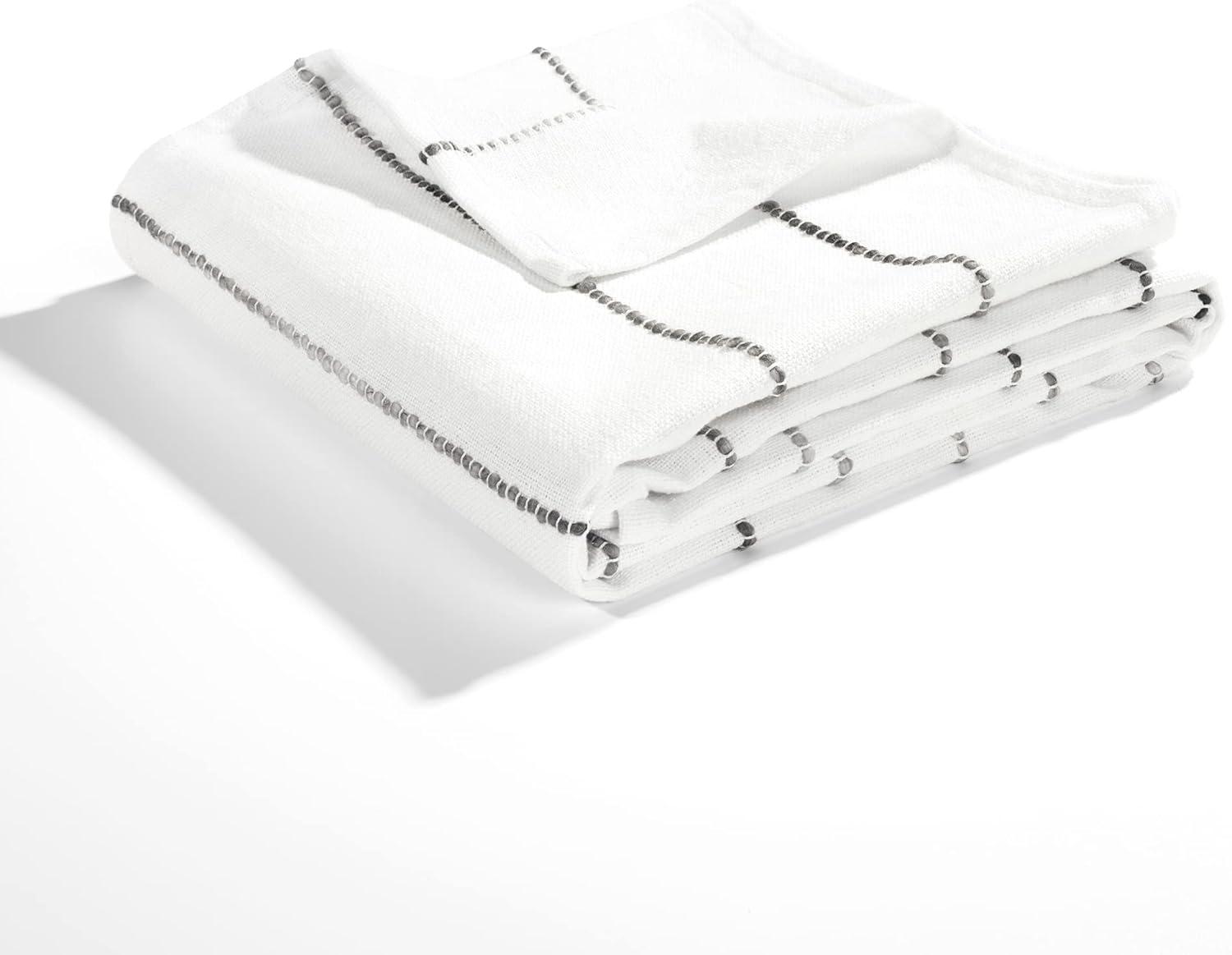 Ombre Stripe Yarn Dyed Cotton Throw Gray/Multi Single 50X60