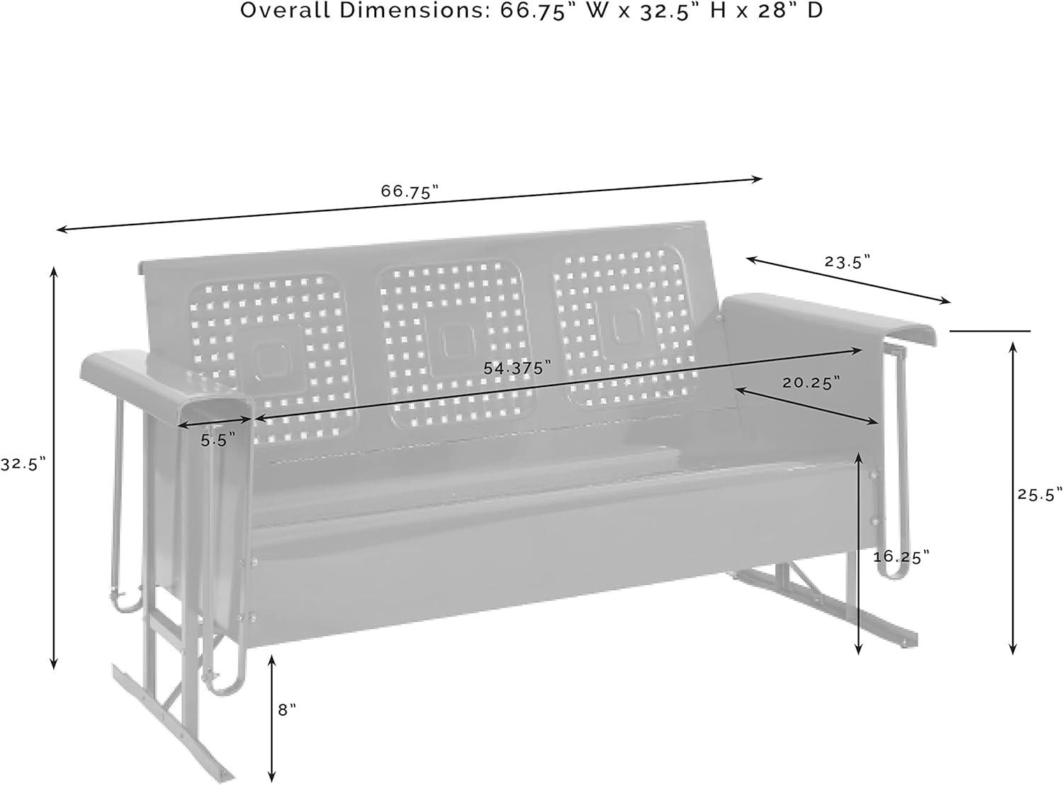 Turquoise Steel Three-Seat Outdoor Sofa Glider