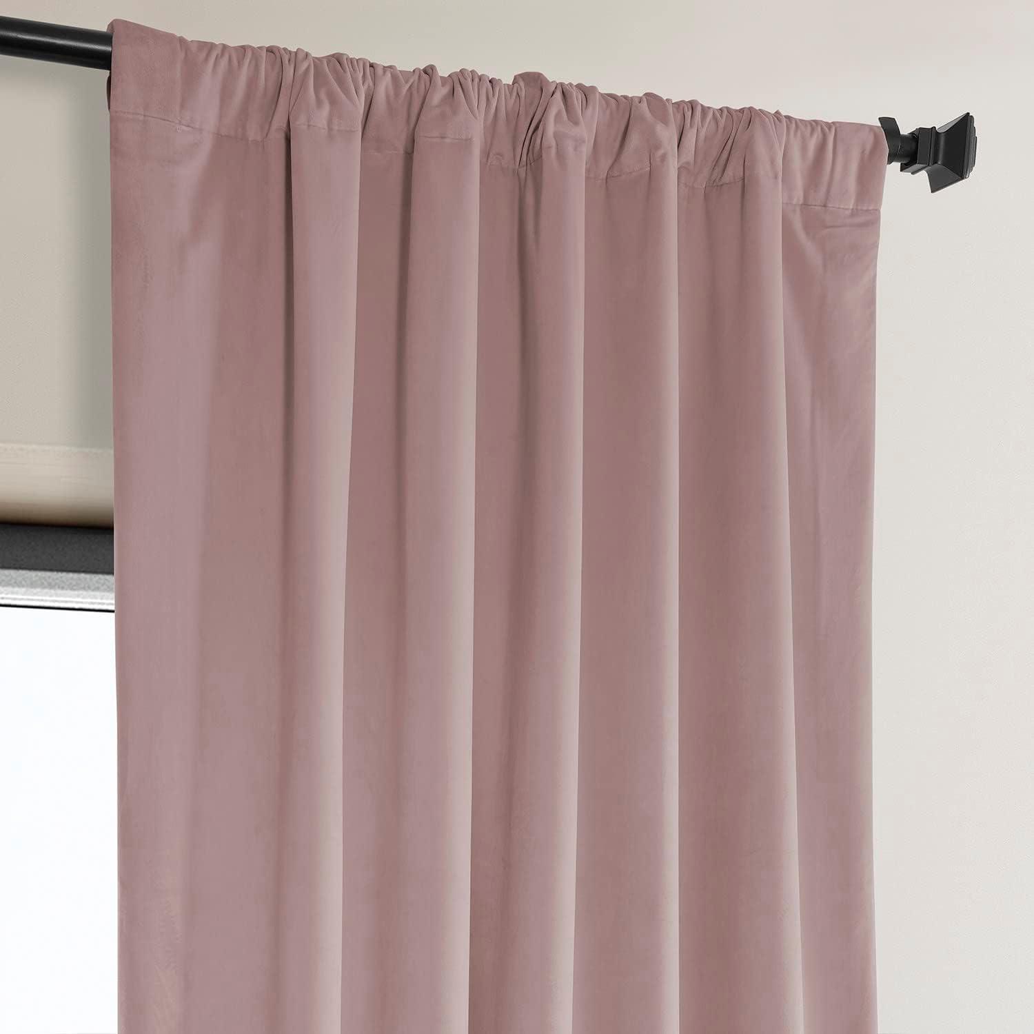 Ballet Pink Velvet Room-Darkening Curtain Panel, 84"