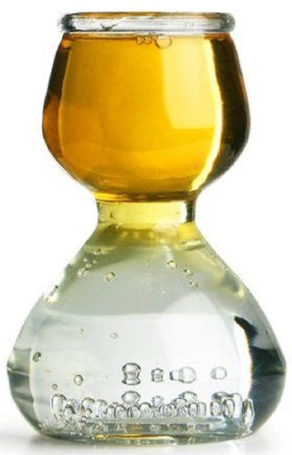 QUAFFER Double Bubble Layered PLASTIC Shot Glass – Clear Chaser Shot Glass Jigger for Smooth Tasty Shots – Fun Unique Split Shot Glasses Barware (Set of 4)