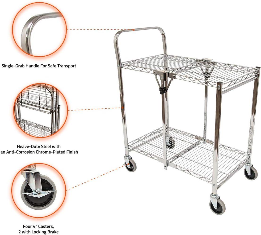 Two Shelf Collapsible Wire Utility Cart