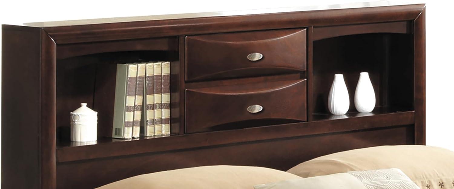 Ireland 91" Queen Bed Espresso - Acme Furniture: Brushed Nickel Hardware, Platform Storage, Microfiber Upholstery