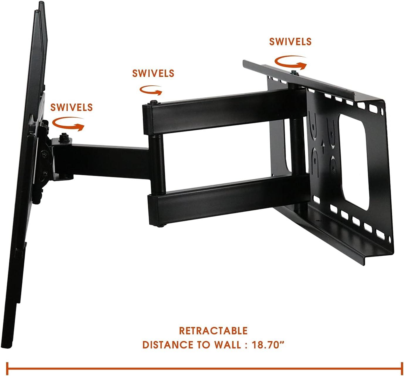 Black Aluminum Full Motion Wall Mount for 32-70 Inch TVs