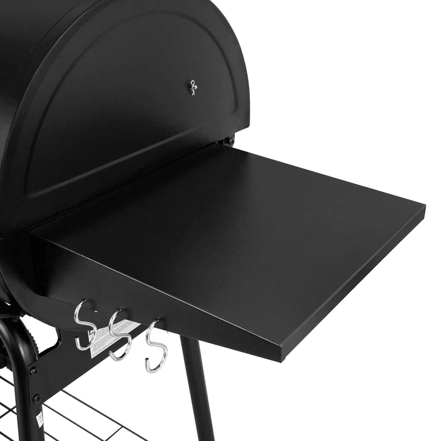 Royal Gourmet 30" Barrel Charcoal Grill with Smoker, Side Table and Cover