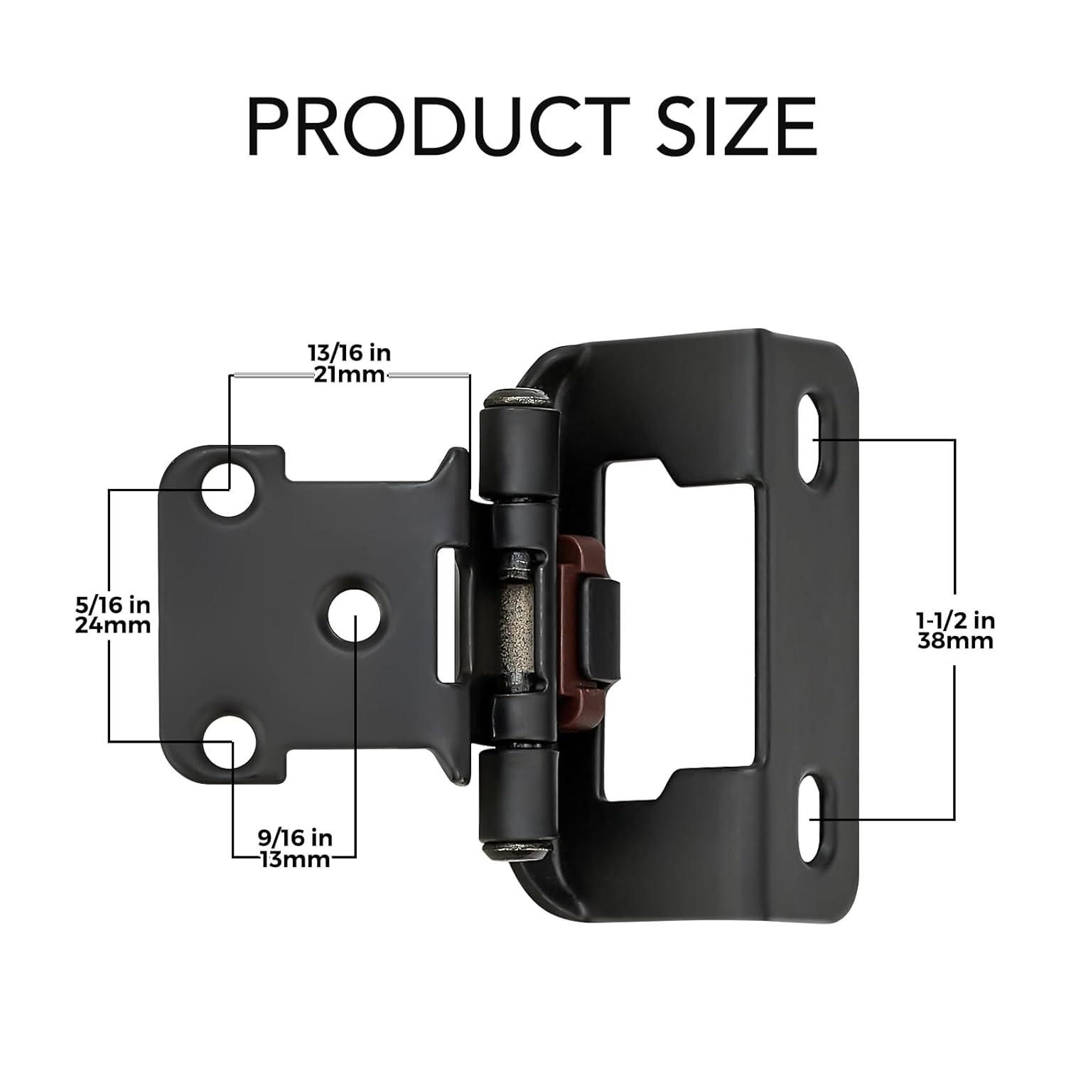 50 Pack 25 Pairs Semi-Overlay 1/2 inch Self-Closing Face Frame Cabinet Hinges Matte Black Half Wrap-Around Kitchen Cabinet Door Hinges Face Mount Cabinet Hardware Matte Black Matte Black