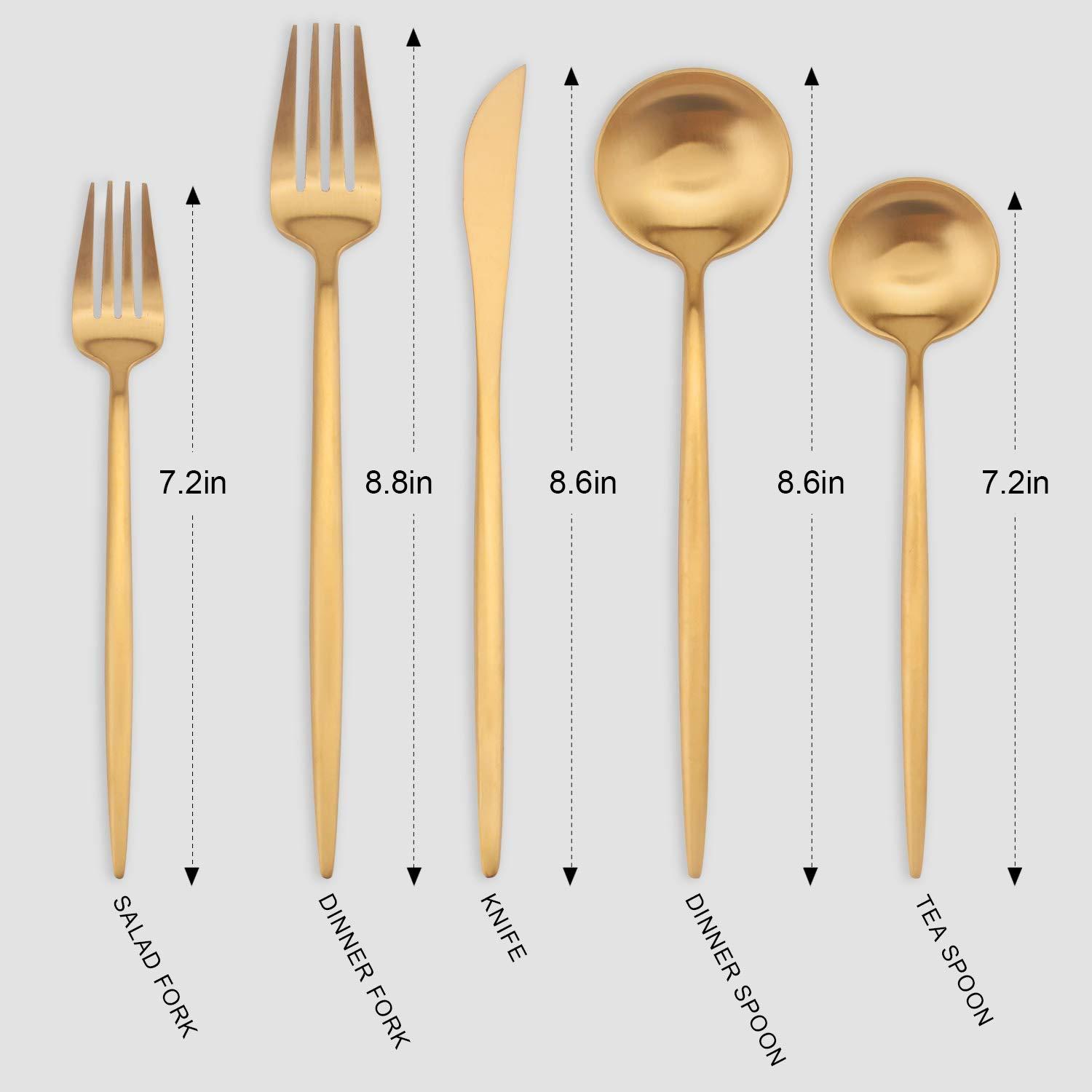 Everly Quinn 30-Piece Gold Silverware Set, Flatware Set For 6, Food-Grade Stainless Steel Cutlery Set, Includes Spoons Forks Knives, Kitchen Cutlery For Home Office Restaurant Hotel