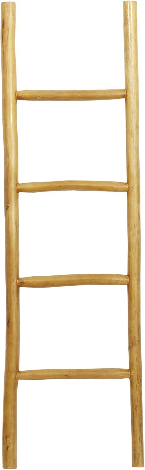 Brown Teak Wood Handmade 4 Rack Ladder