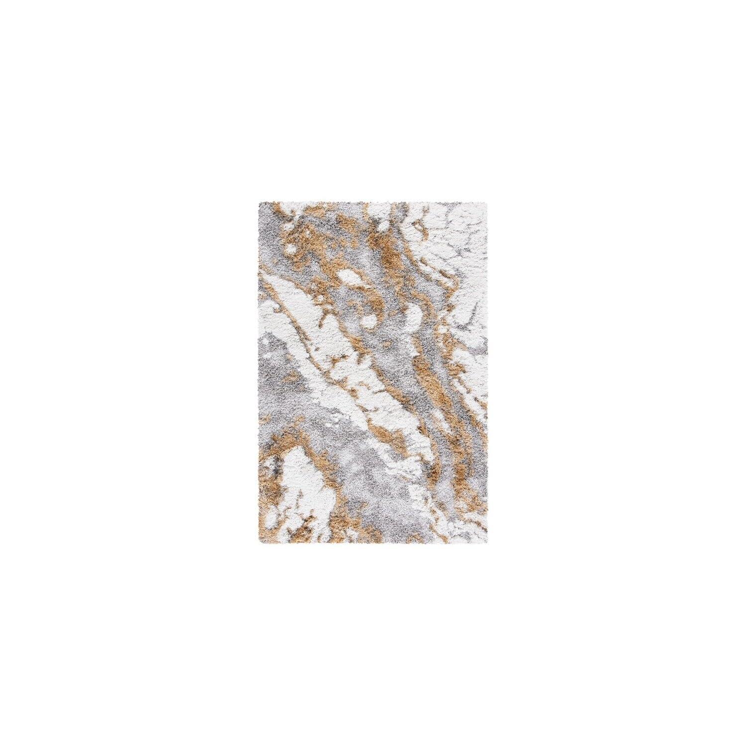 SAFAVIEH Horizon Konstantinos Abstract Shag Area Rug, Grey/Gold, 10' x 14'