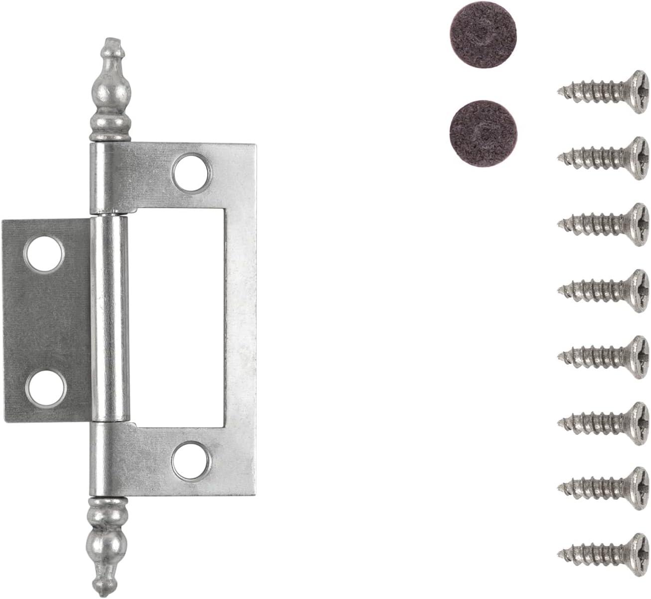 Satin Nickel Steel Cabinet Hinges with Decorative Finials