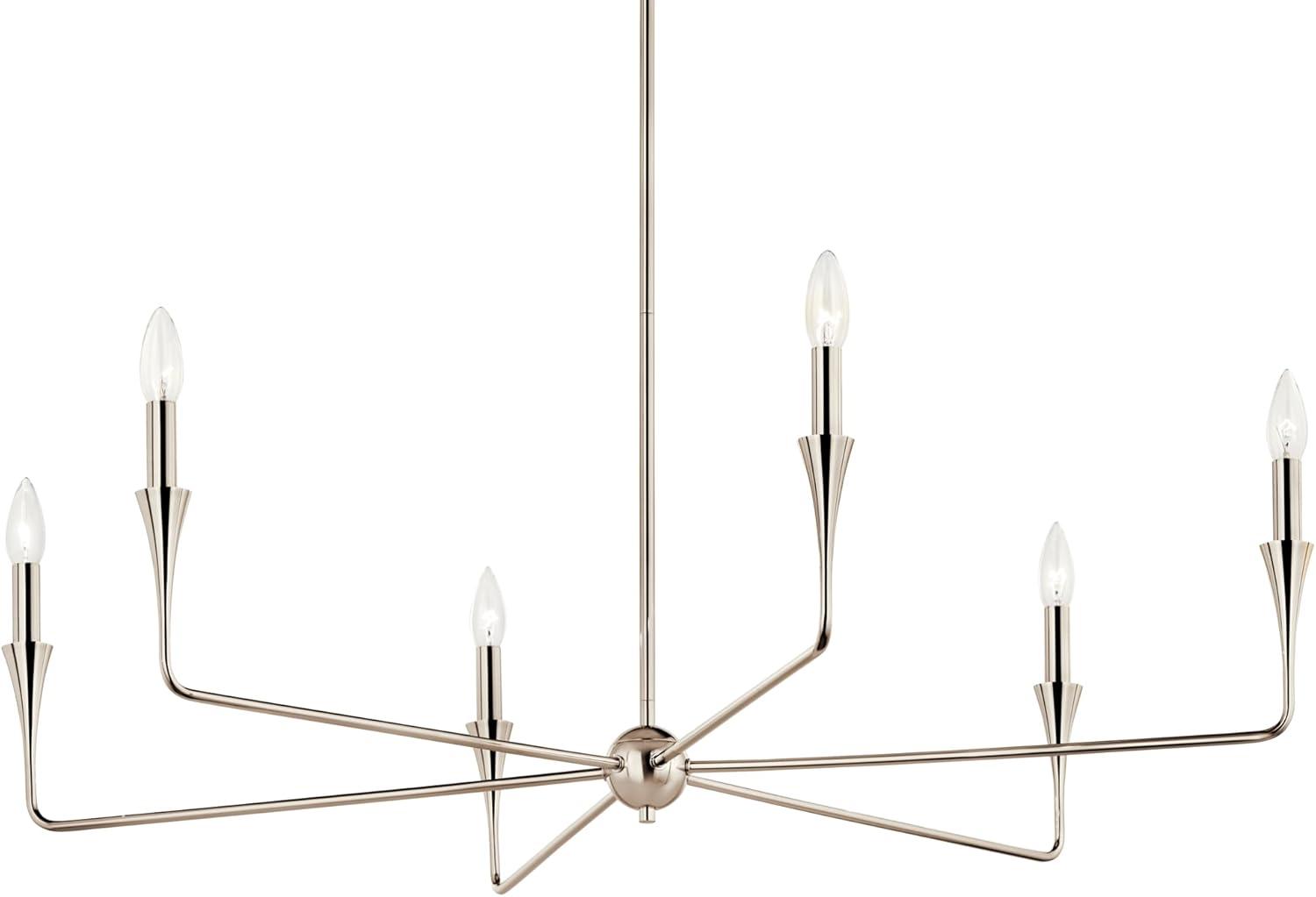 Polished Nickel 6-Light Modern Chandelier