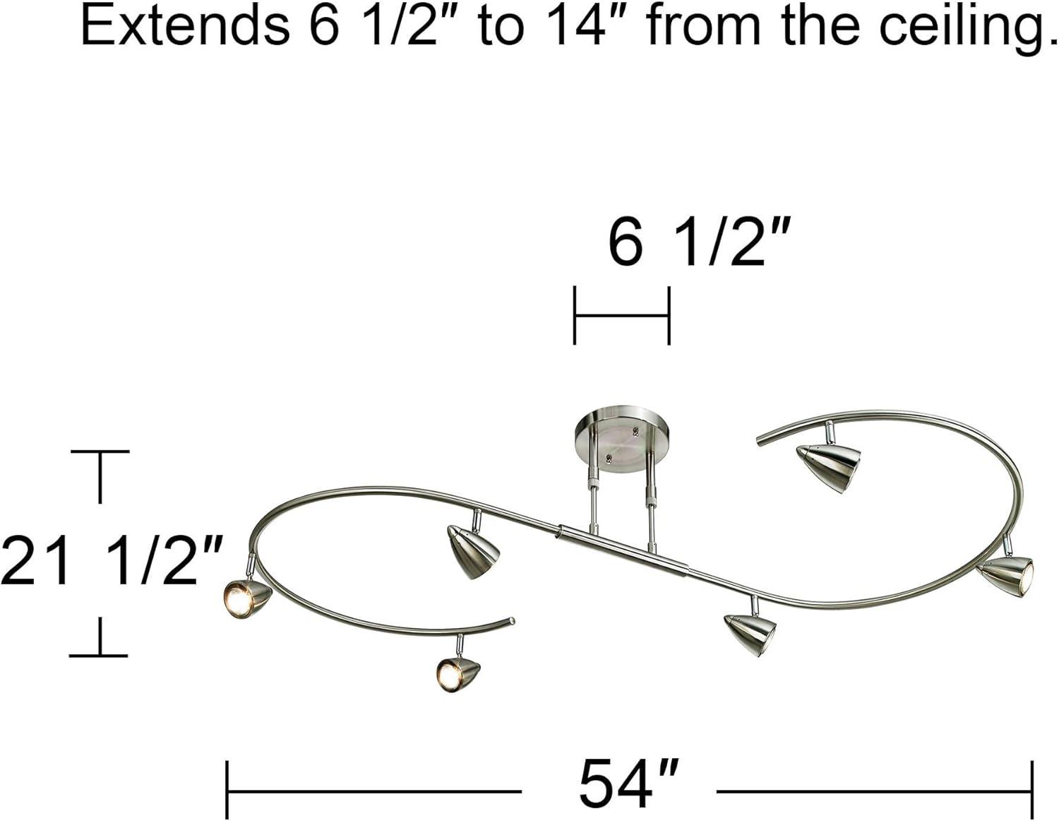 Brushed Nickel Adjustable 6-Head LED Track Light Fixture