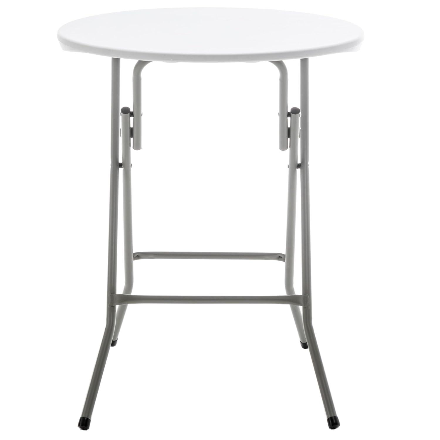 BTEXPERT Set of 5, White 24" Round Plastic Folding Table Commercial Portable for Picnic Party Camping Banquet Card Dining Wedding Event Home Kitchen Indoor Outdoor, 30" Height