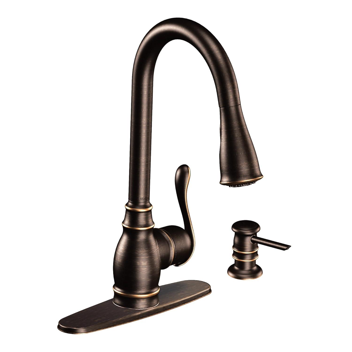 Moen Anabelle Single Handle Deck-mount Pull-down Kitchen Faucet with Sprayer ( Deck Plate Included ) (Soap Dispenser Included)