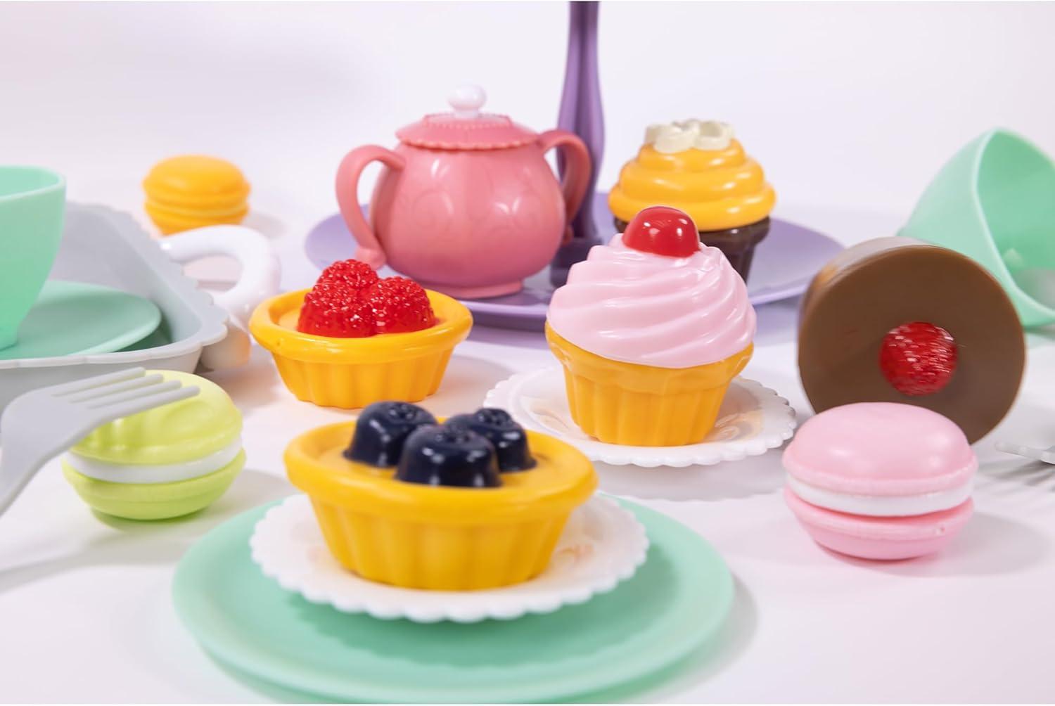 NurtureNature Afternoon Tea Set 25pc - Pink Pot, Desserts, Pretend Play, Ages 3+