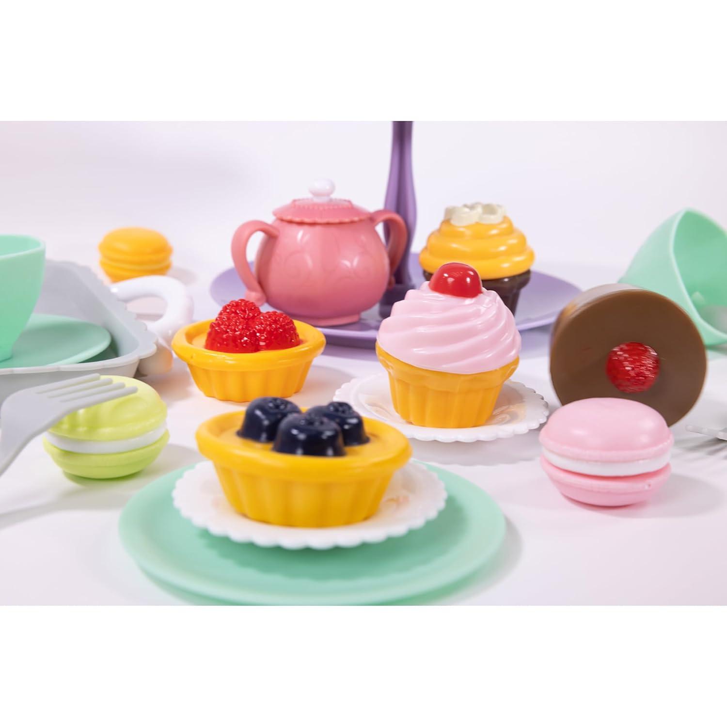 NurtureNature Afternoon Tea Set 25pc - Pink Pot, Desserts, Pretend Play, Ages 3+