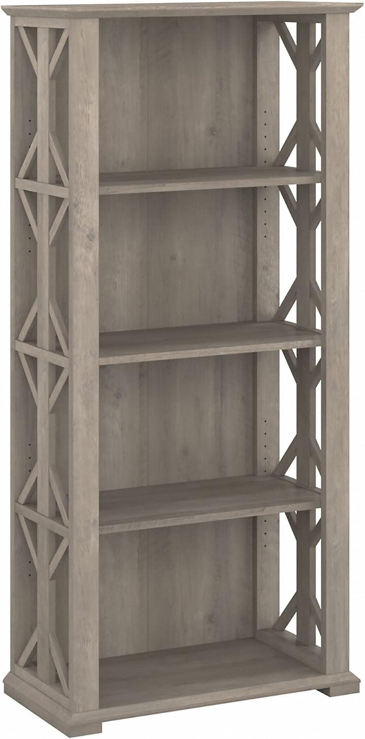 Homestead Driftwood Gray 4-Shelf Adjustable Farmhouse Bookcase