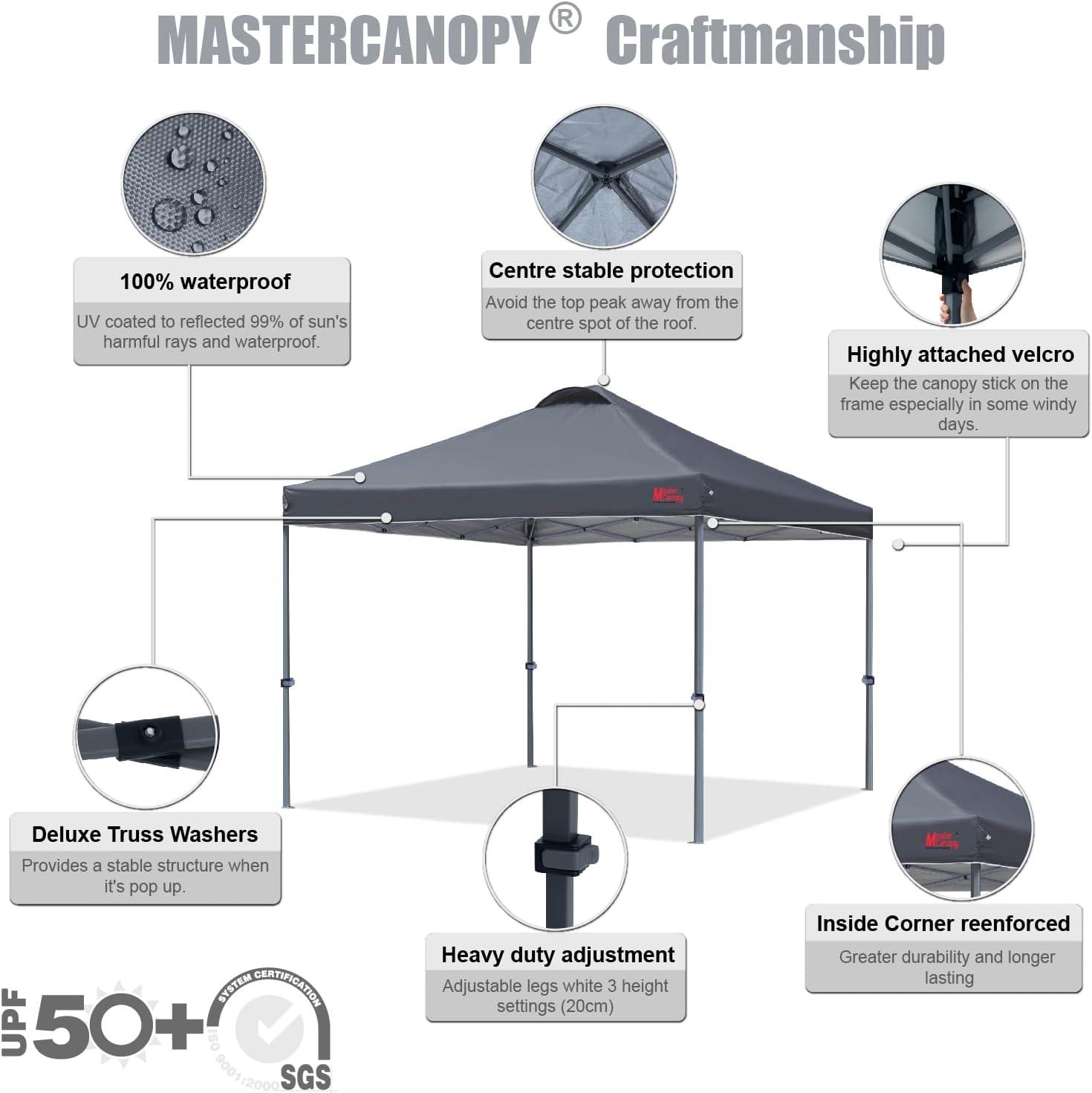 Durable Dark Grey 12x12 Pop-Up Canopy Tent with Roller Bag