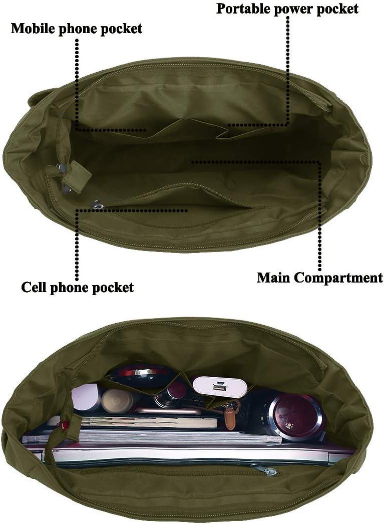 VOLGANIK ROCK Canvas Tote Bag Waterproof Nylon Multi Pocket Shoulder Bags Laptop Work Bag Teacher Purse Handbag for Women Men