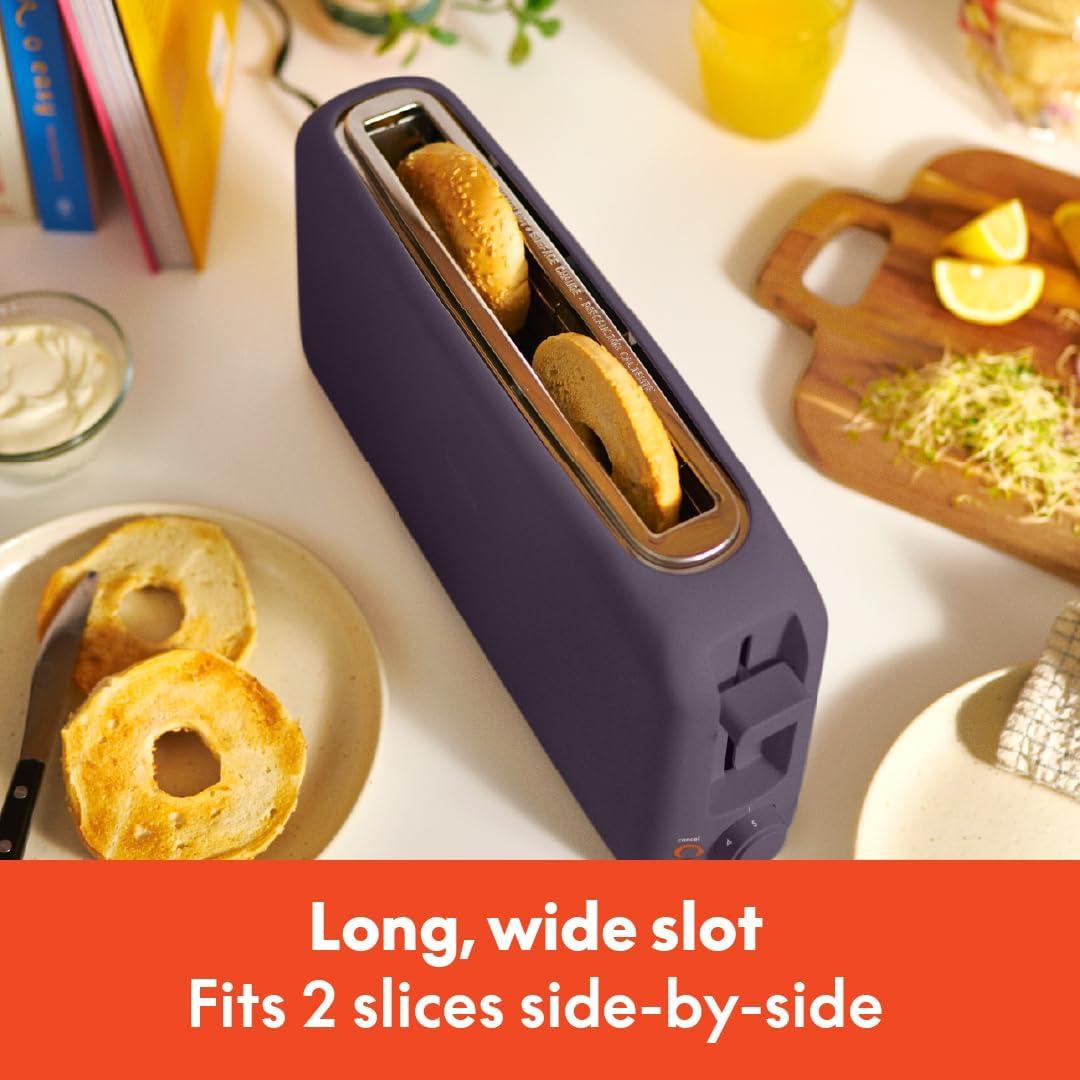 Plum Slim 2-Slice Long Slot Toaster with Crumb Tray
