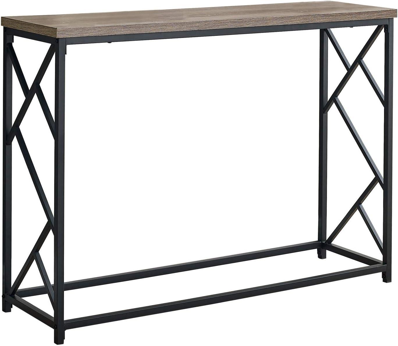 Monarch Specialties Accent Table Console Entryway Narrow Sofa Living Room Bedroom Brown Laminate Black Metal Contemporary Modern