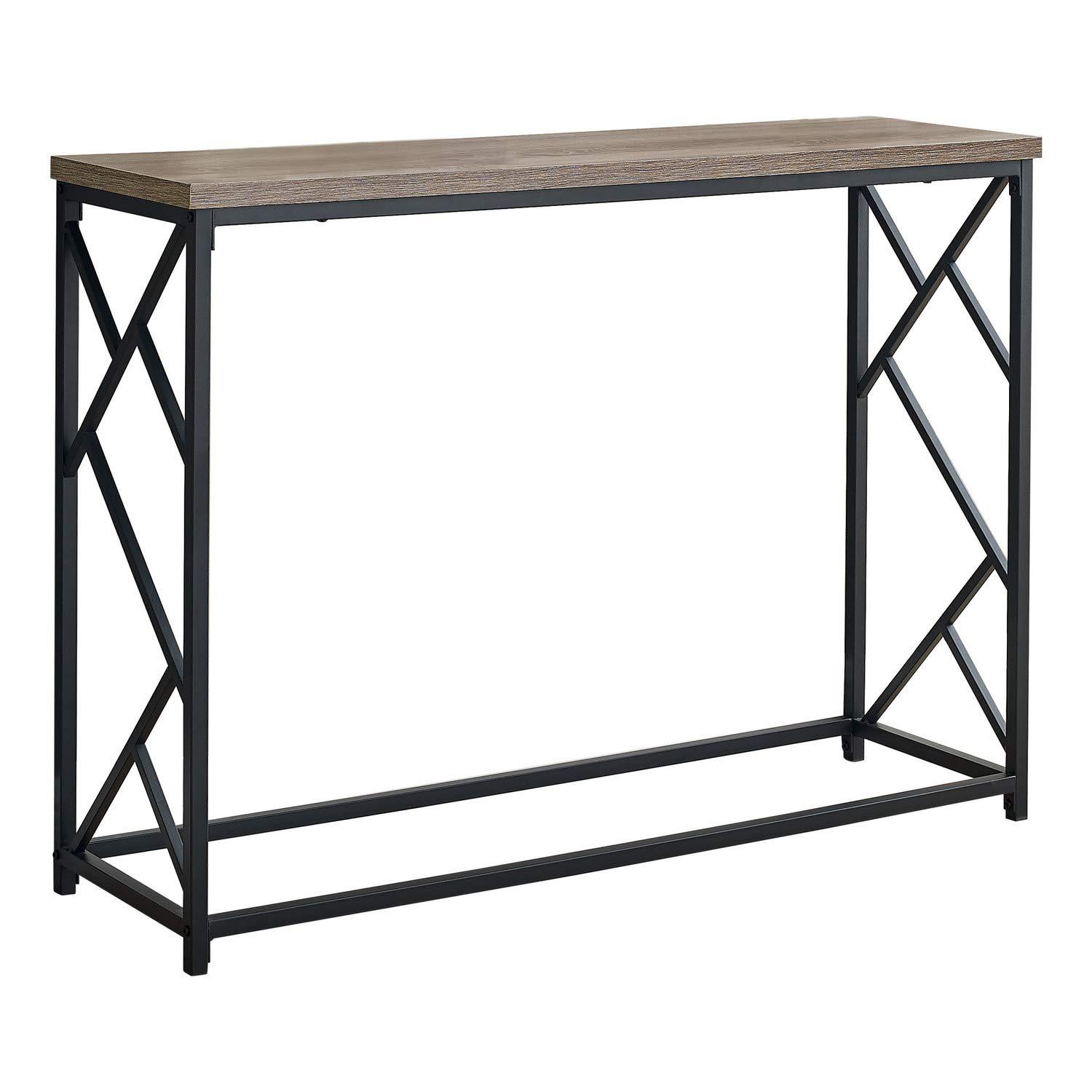 Monarch Specialties Accent Table Console Entryway Narrow Sofa Living Room Bedroom Brown Laminate Black Metal Contemporary Modern