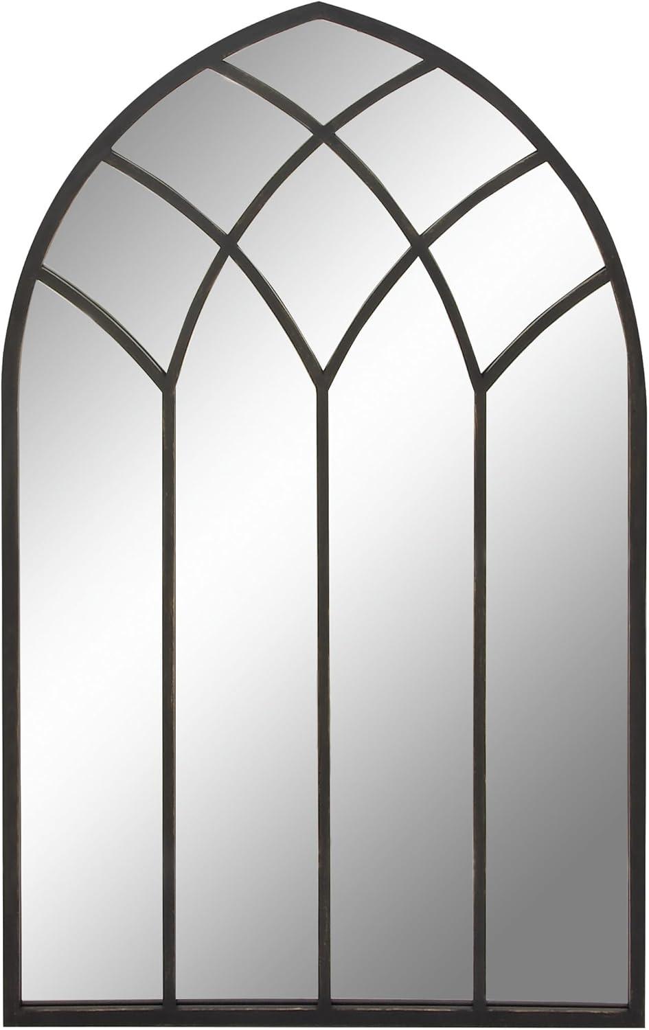 DecMode 30" x 48" Black Arched Window Pane Wall Mirror