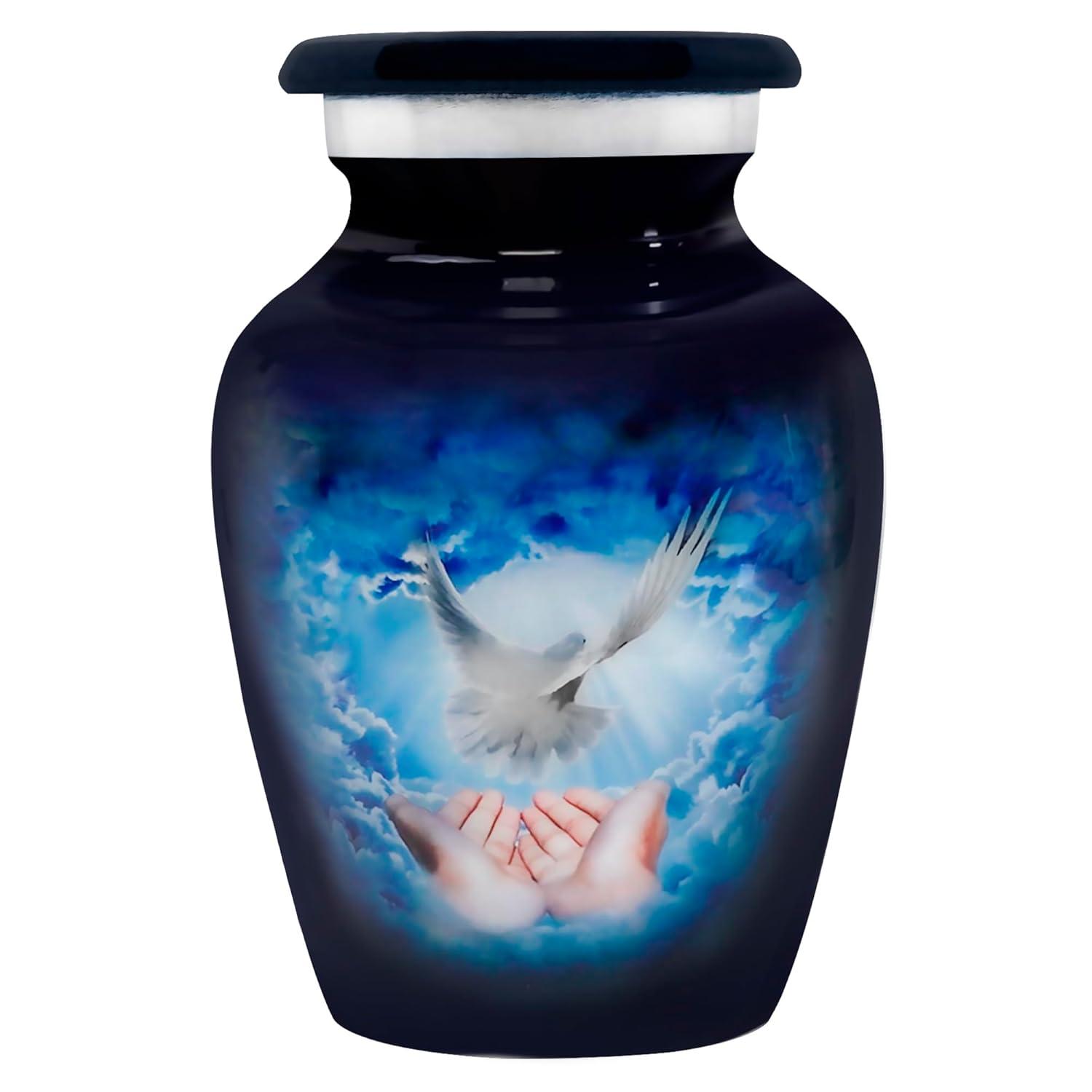 Trupoint Memorials Small Urns for Human Ashes Keepsake, Decorative Mini Cremation Urn for Adult Men & Women – Set of 4, Blue Dove