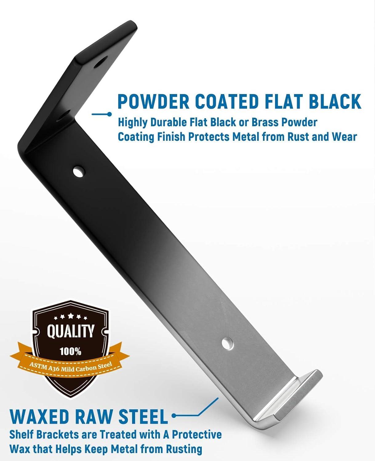 LEOPO 12 inch Shelf Bracket for DIY Floating Shelf, 1/5 inch Thick Heavy Duty Bracket, 4-Pack, 11.25” x 6” x 1.5”