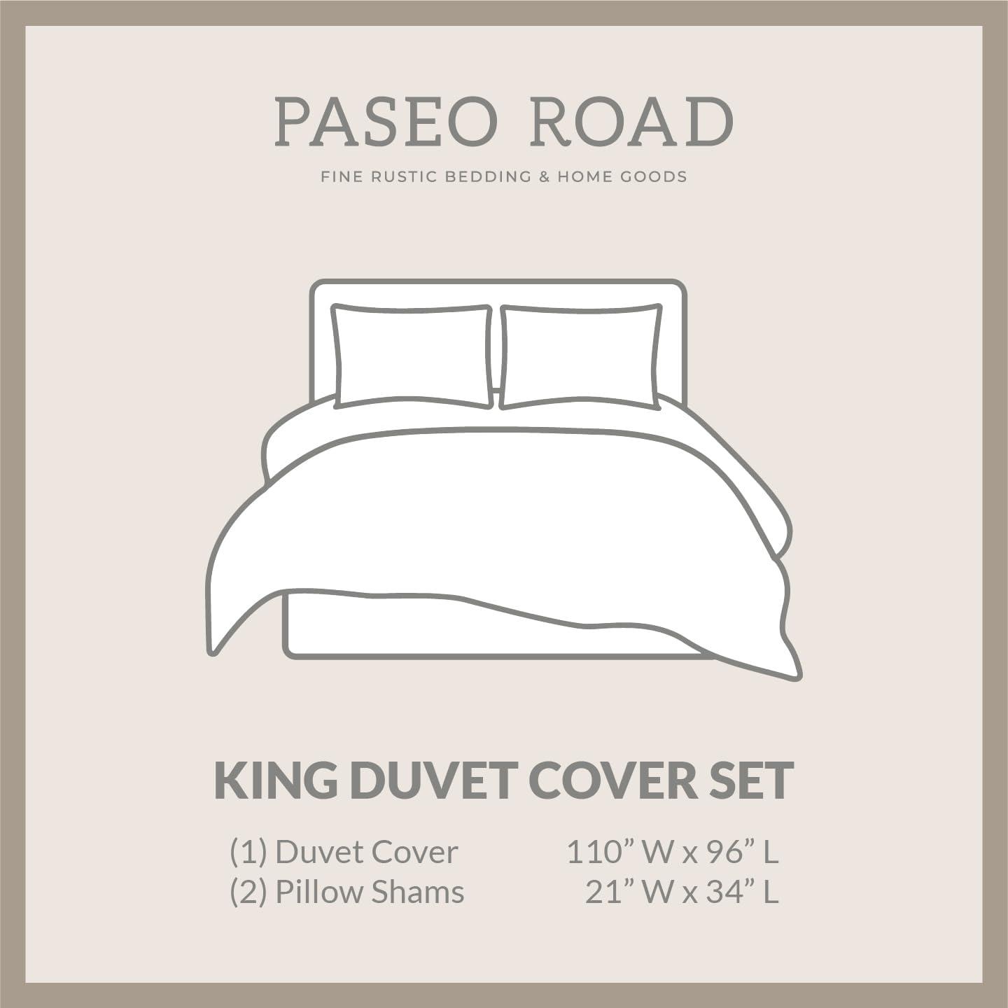 HiEnd Accents Border Embroidery 3 Piece Duvet Cover Set, King Size, White with Navy Embroidery, Modern Classic Hotel Style Cotton Luxury Bedding, 1 Comforter Cover and 2 Pillowcases