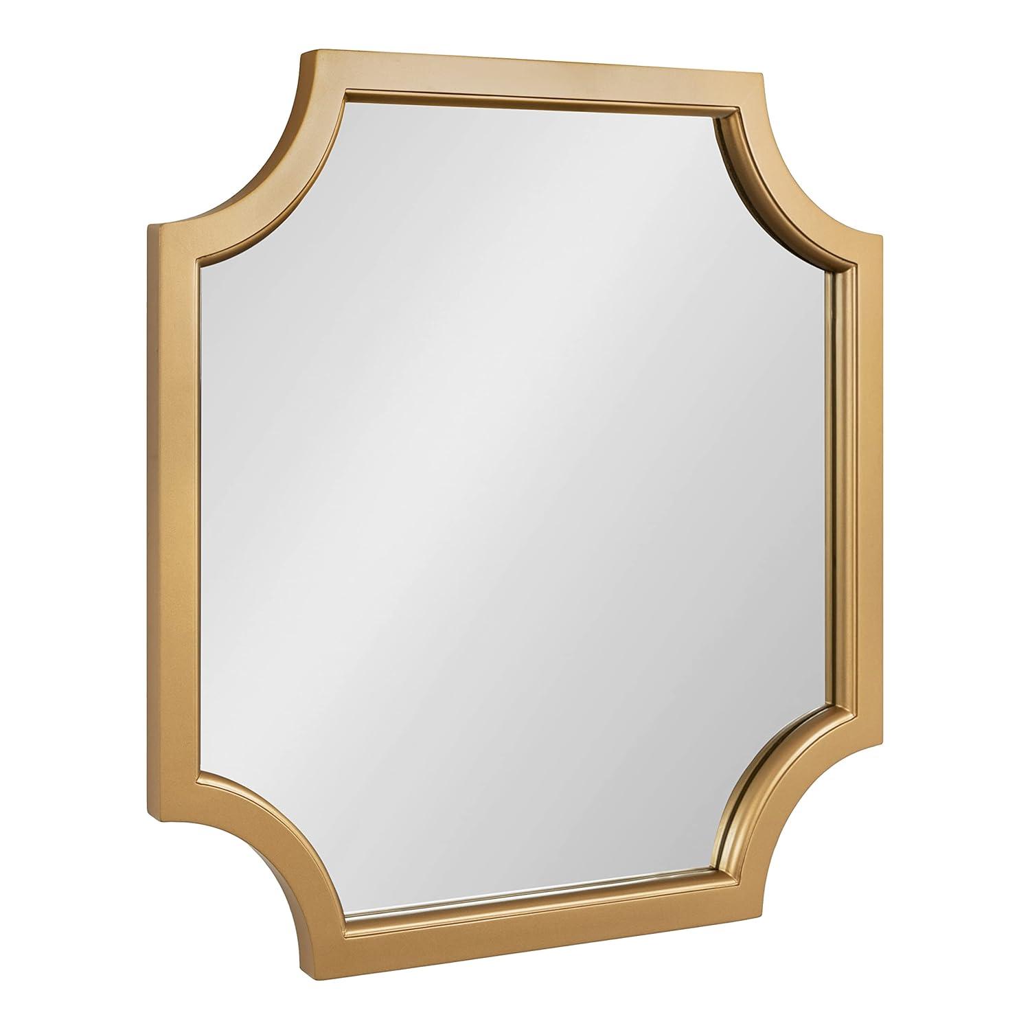Kate & Laurel All Things Decor 24"x24" Hogan Framed Scallop Wall Mirror Gold: Modern Square No Assembly Required