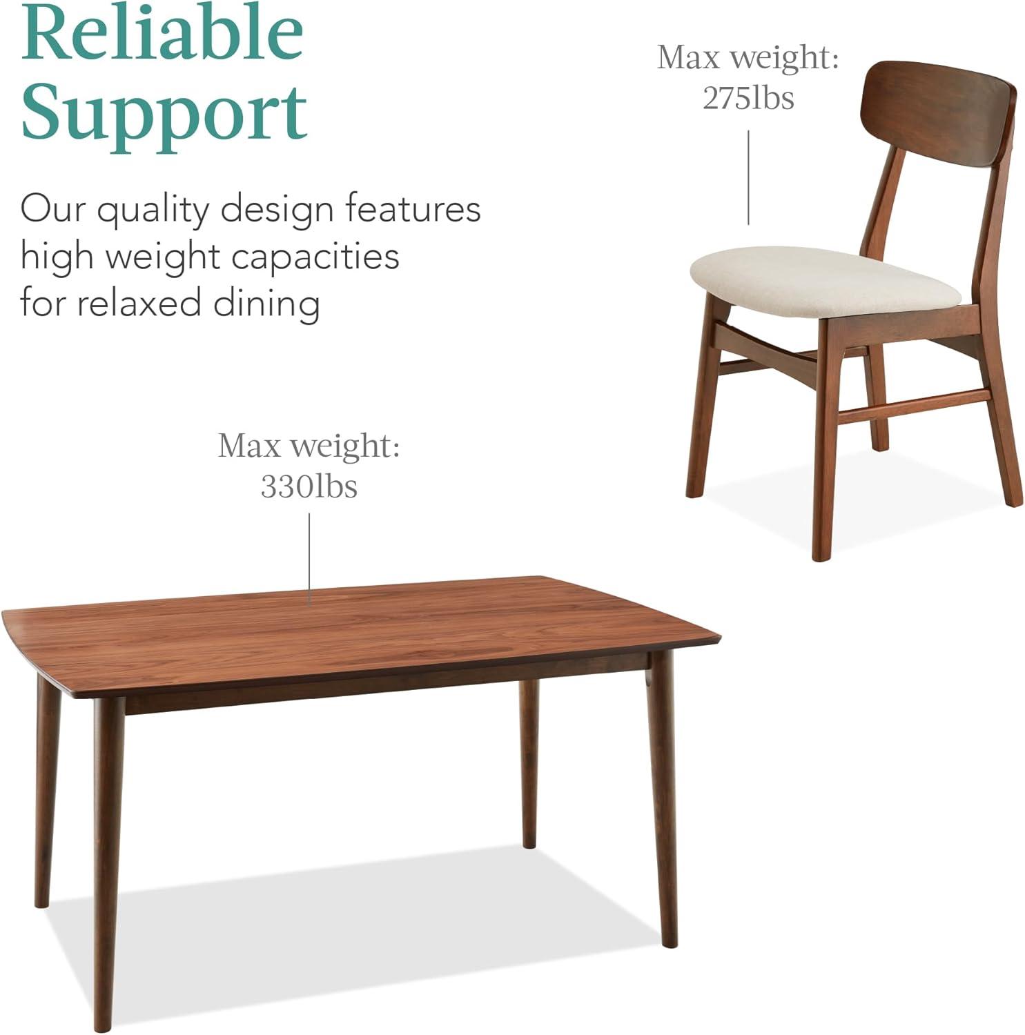 George Oliver 7-Piece Mid-Century Modern Upholstered Dining Set, Wooden Table W/ 6 Chairs
