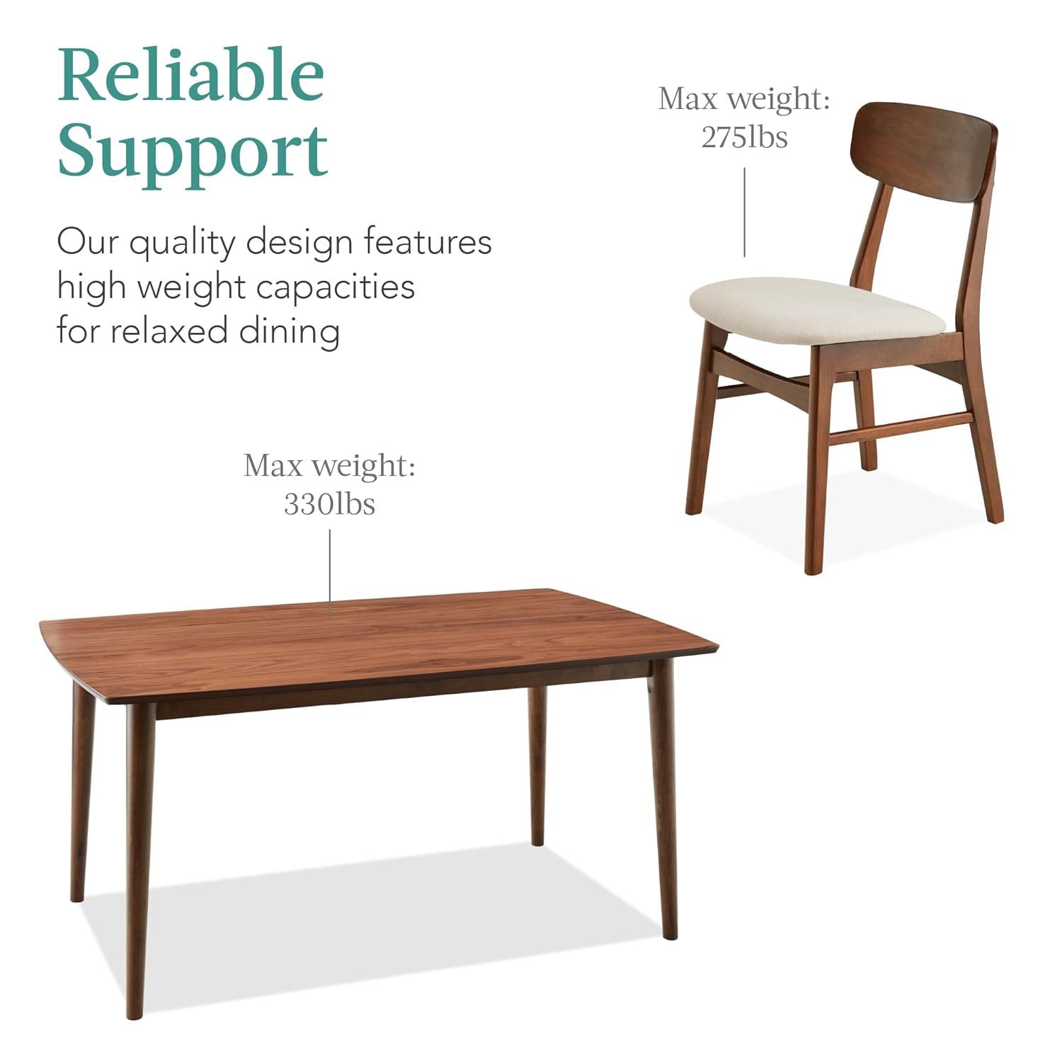 George Oliver 7-Piece Mid-Century Modern Upholstered Dining Set, Wooden Table W/ 6 Chairs