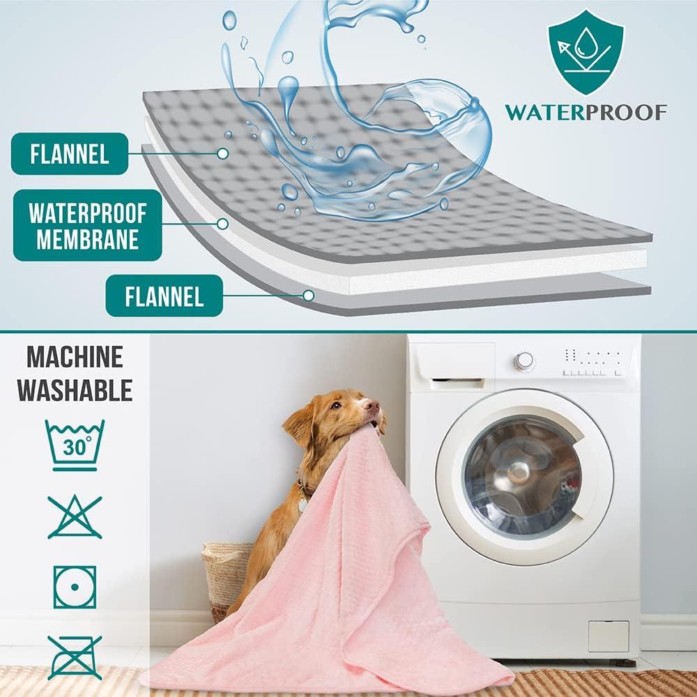 PetAmi Waterproof Dog Blanket, Leakproof Fleece Throw for Pet Cat Puppy Kitten, Reversible Washable Soft Plush Cover