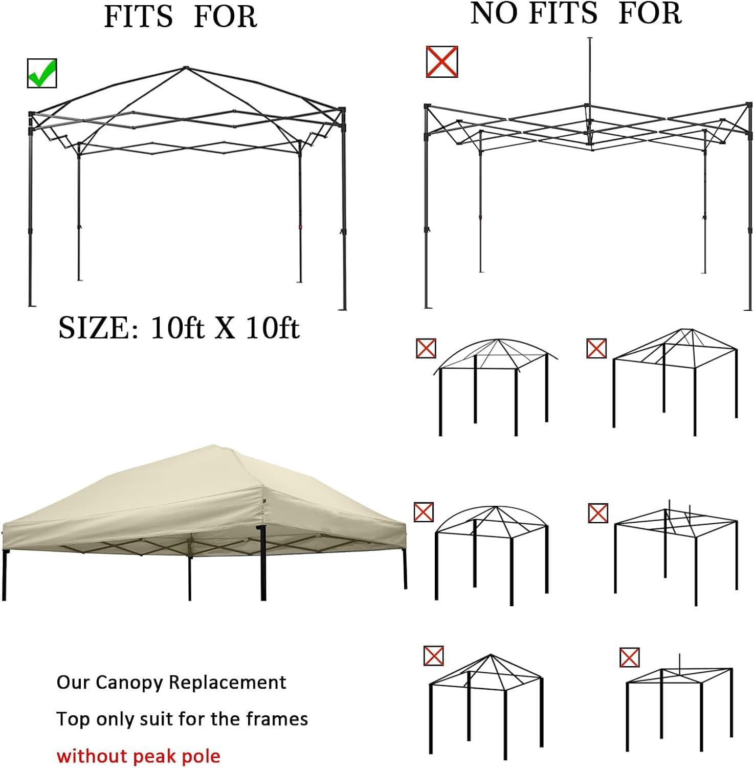 Beige 10x10 Water-Resistant UV-Protected Canopy Top Cover