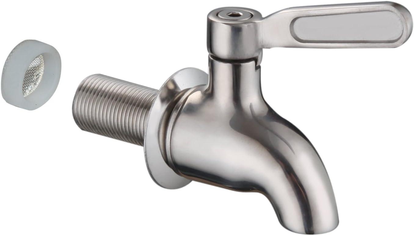 Polished Stainless Steel Beverage Dispenser Replacement Spigot Set
